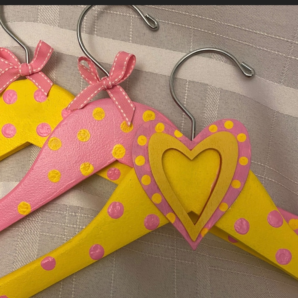 Painted Wooden Hangers Set of 3, Whimsical Unique Addition to your Closet